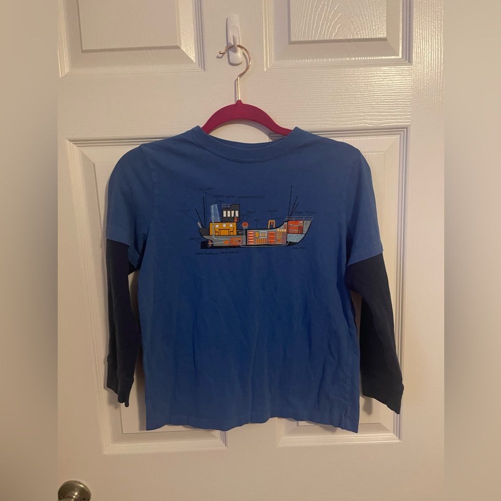 Hanna Andersson Blue Boat Long thermal sleeve shirt